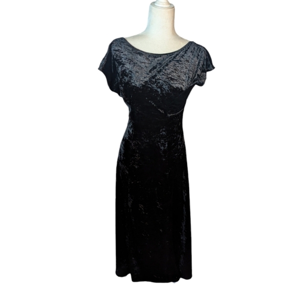 Crushed velvet backless witchy goth 90s Y2k All That Jazz Grunge midi dress sz S - Picture 9 of 11